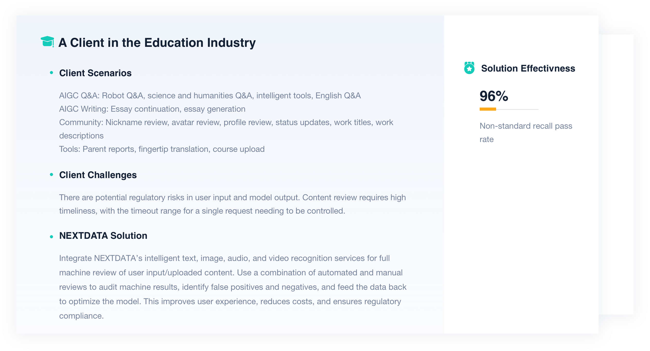 Case study on moderating a popular AI chat app in China with 5 million users. NEXTDATA solution integrates  text recognition for machine review.